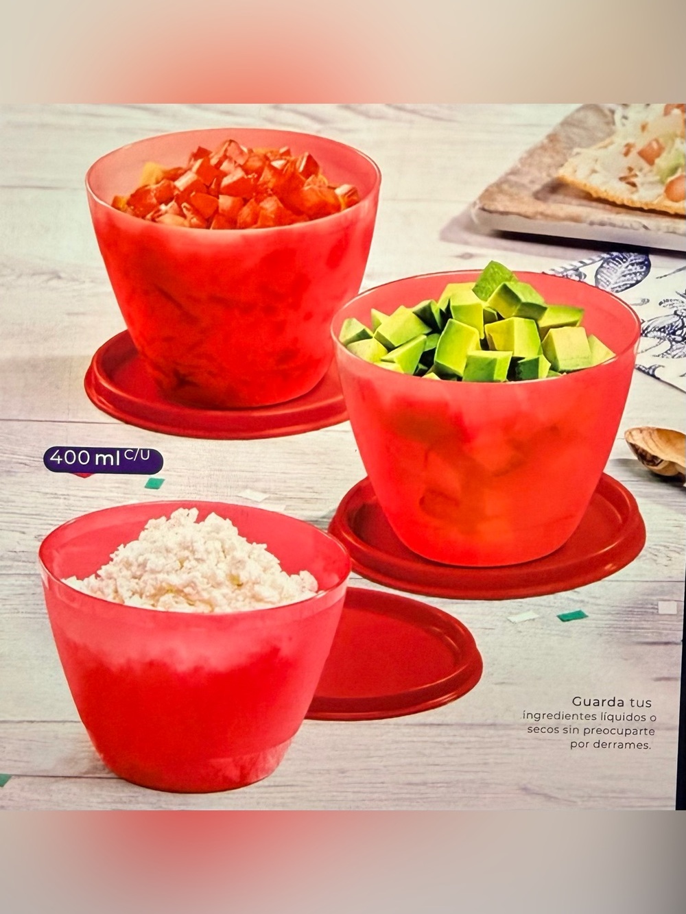 Tupperware Red Food Storage Bowls with Lids - Unbranded 400ml Set 3